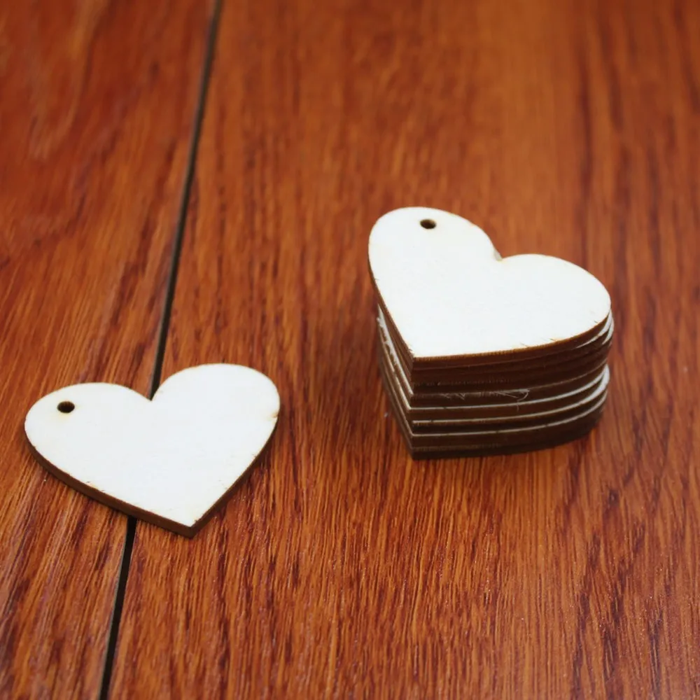 (120pcslot) One hole Unfinished Wooden Heart Key Chain Bulk Cutout Favor Wood Wedding Love Tags 40mm23