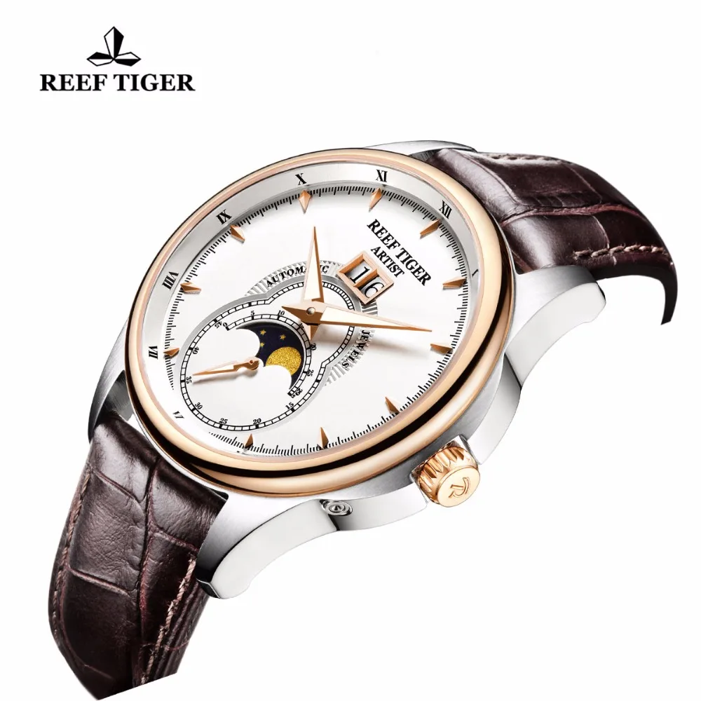 Часы мужские механические с двойным окошком и кожаным ремешком|tiger fashion|watch fwatch
