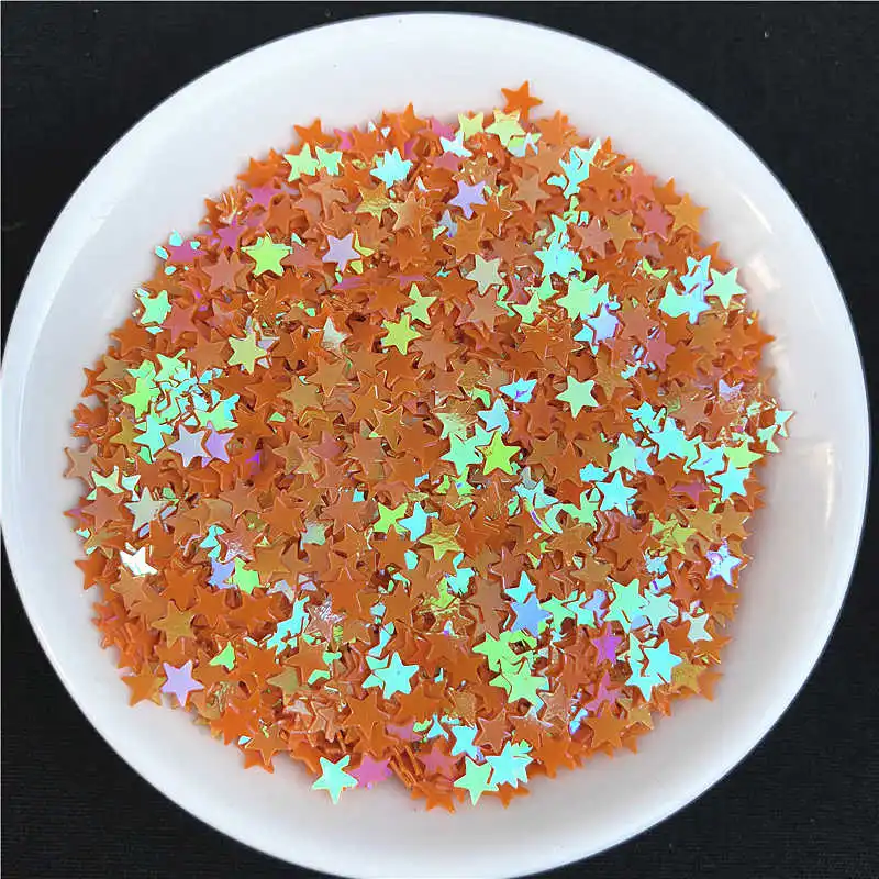 AB Orange 10 г/упак. 4 мм Star Glitter пайетками для ногтей Красота, леди маникюр, слизь DIY lentejuelas, свадебные украшения конфетти - Цвет: AB Orange