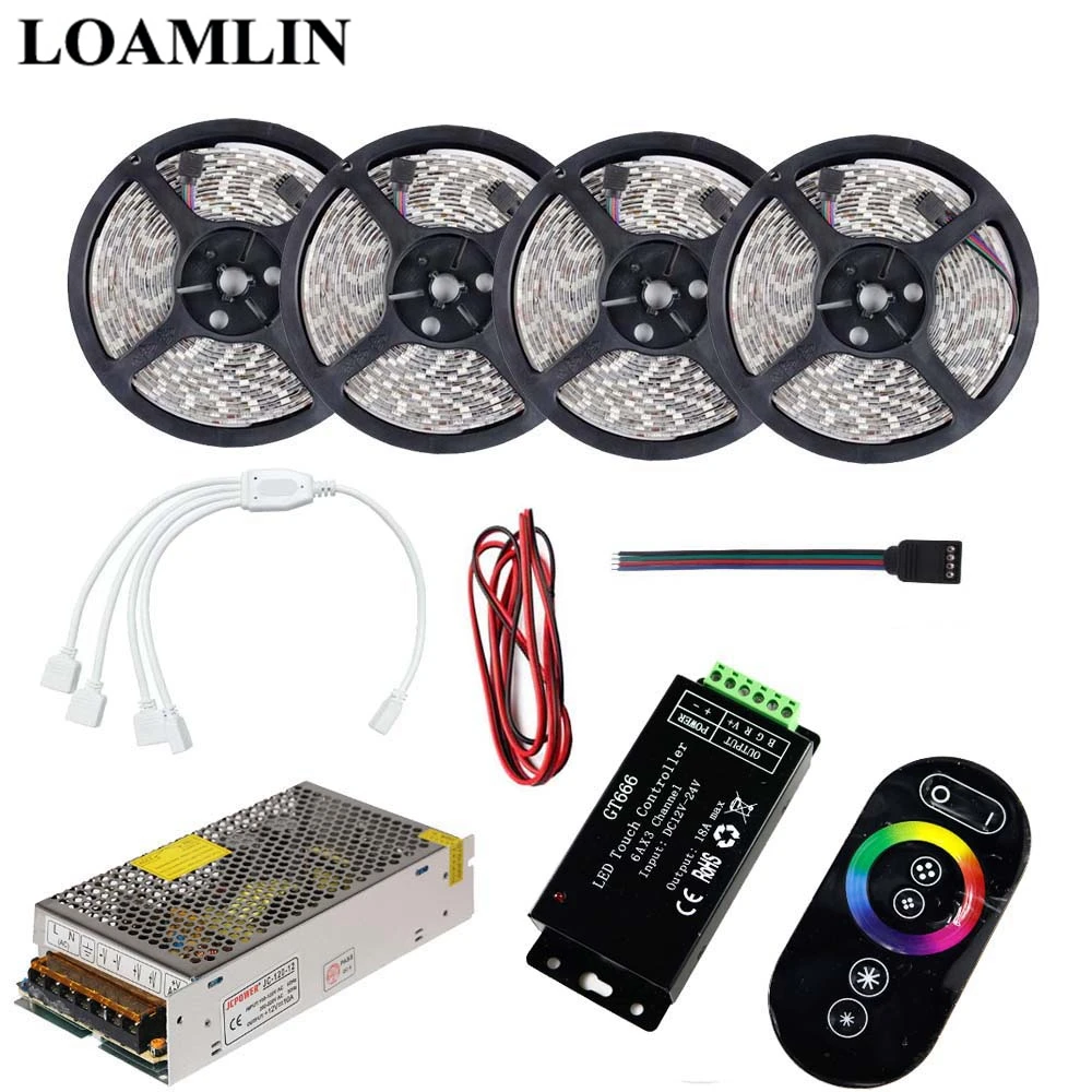 

SMD2535/3528 RGB Led Flexible Strip Light With 18A RF Wireless Touch RGB Led Controller Power Adapter Driver Kit 5M 10M 15M 20M