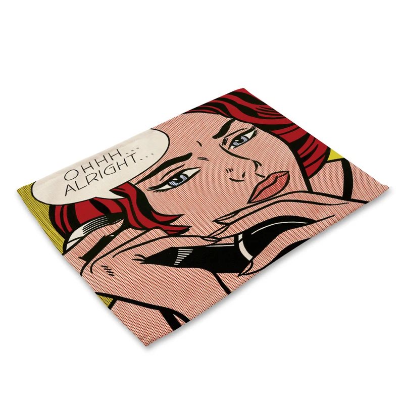 BalleenShiny Retro American Style Lip Women Pad Placemat Cotten Linen Table Mat Tableware Bowl Coaster Table Decorative Tools - Цвет: Слоновая кость