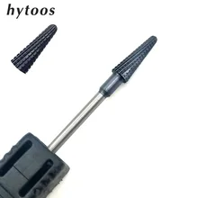 HYTOOS Black Titanium Tungsten Carbide Step Nail Drill Bit 3/32″ Cone Bits For Manicure Drill Accessories Nail Milling Tools