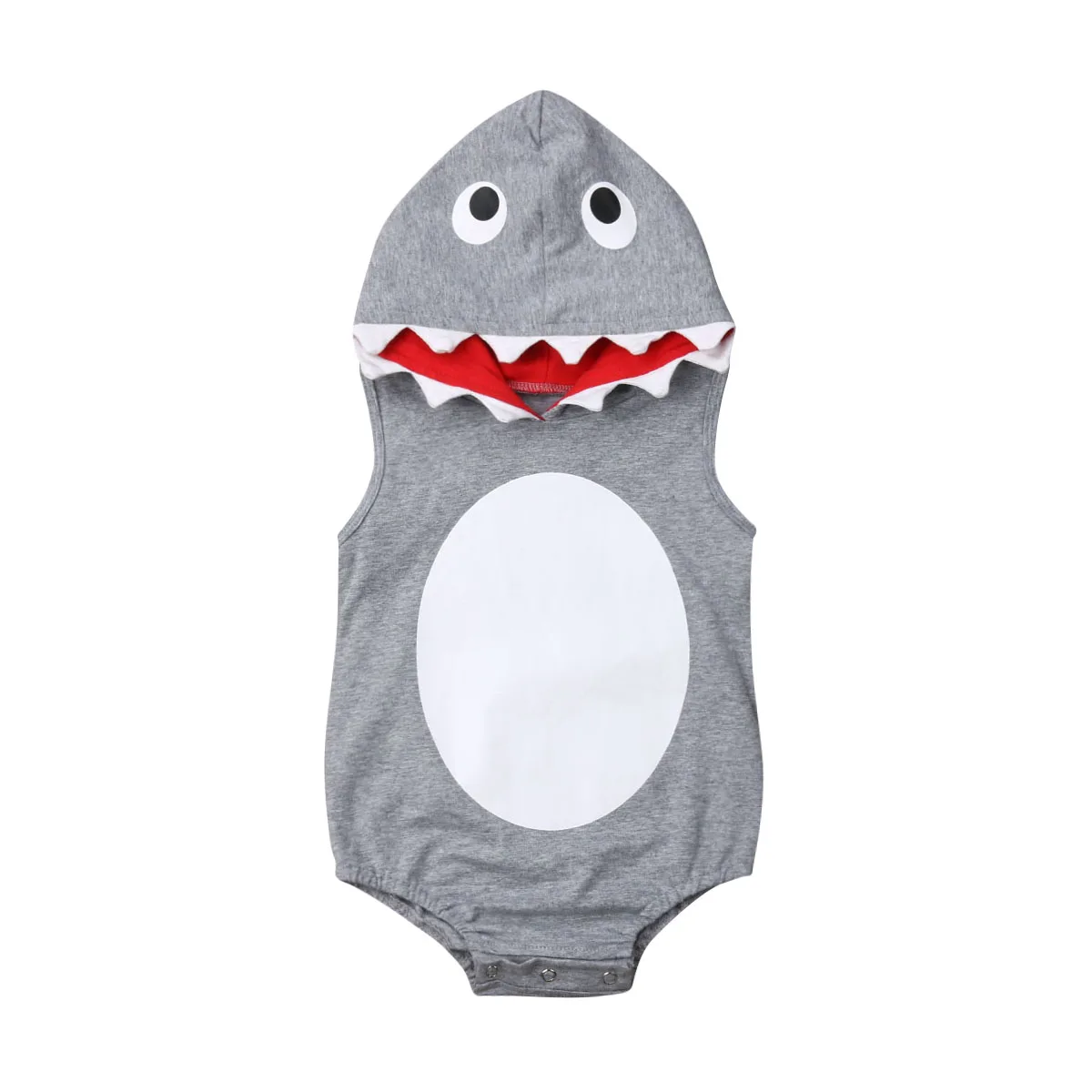 

Lovely Newborn Baby Boy Girl Shark Sleeveless Hooded Bodysuit Jumpsuit Outfits Summer Clothes