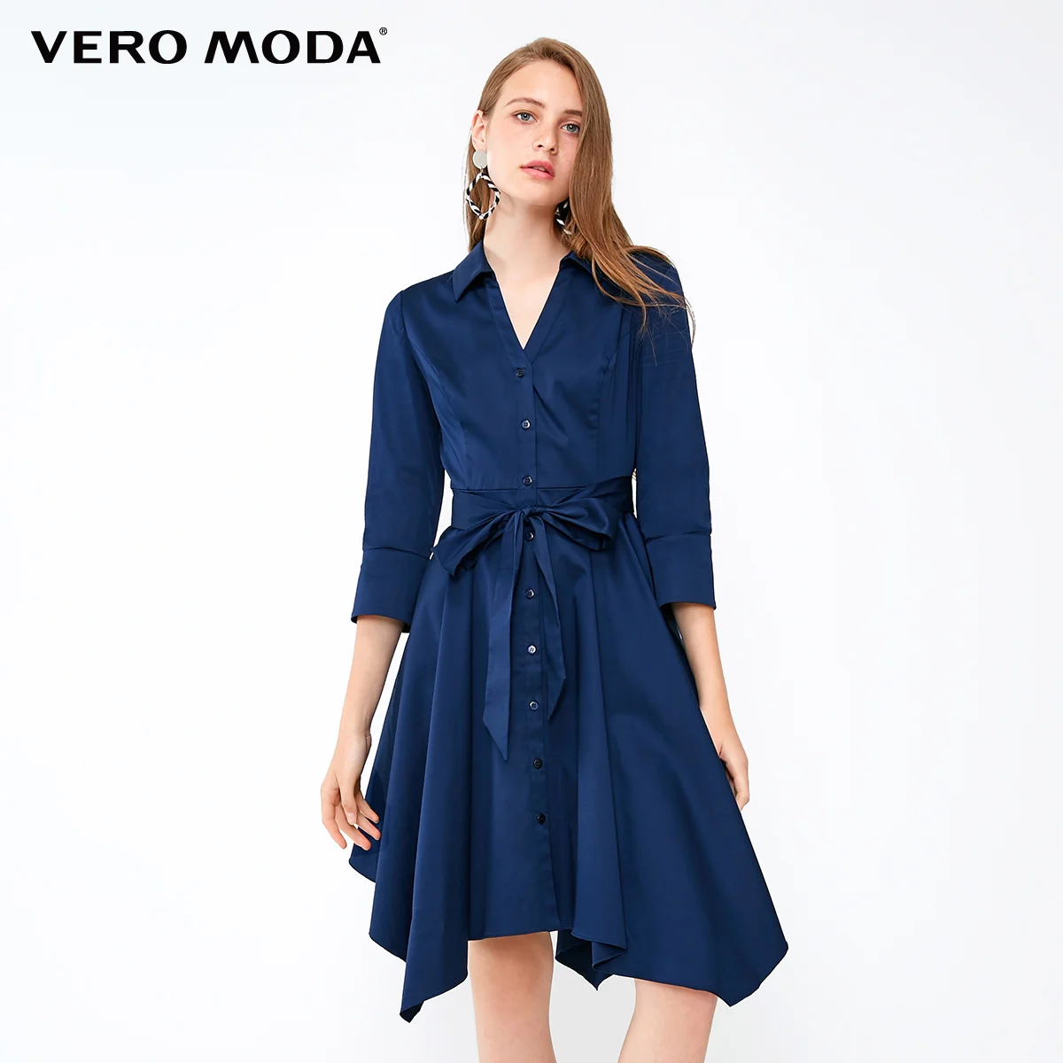 Vero Moda платье-рубашка с v-образным вырезом и пуговицами на запястье | 31837C507 - Цвет: Midnight blue