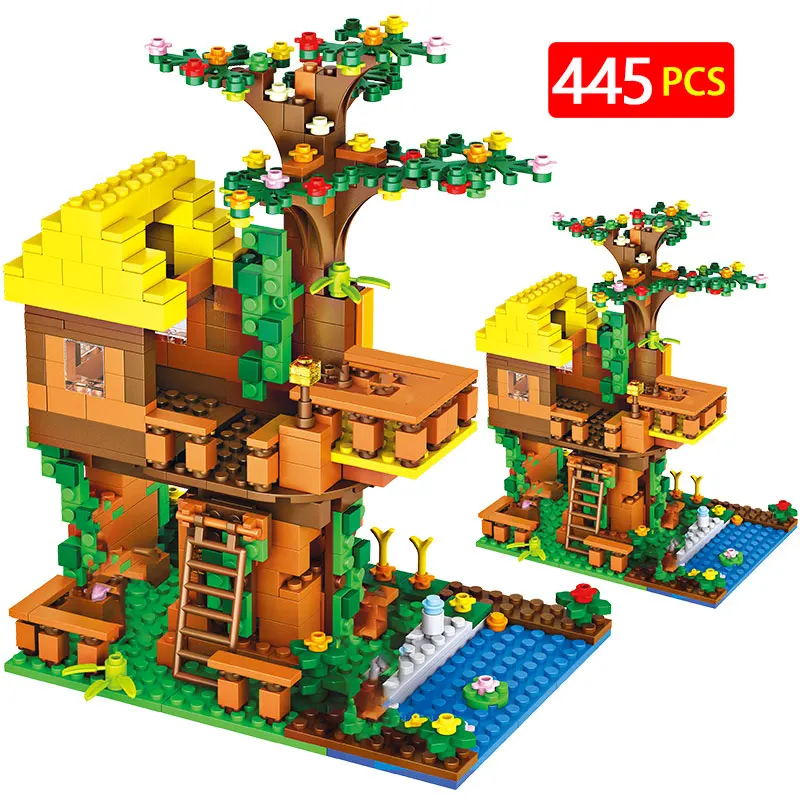 

445pcs Series Bricks Classic Compatible My World Jungle Tree House Building Blocks Children Birthday Toys Gift For Kids Children