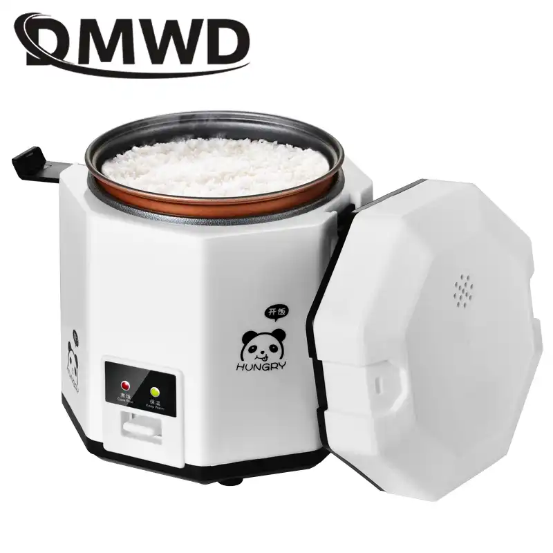DMWD 1.2L Мини электрическая рисоварка 2-слойная Пароварка для приготовления пищи многофункциональный горшок для приготовления пищи 1-2 человек нагревательный Ланч-бокс EU US Plug - изображение