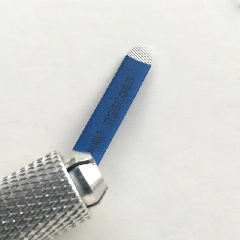 200pcs microblading 18u shape Permanent Makeup eyebrow tattoo needles For 3D Eyebrow Embroidery Manual Microblading Pen blue 5