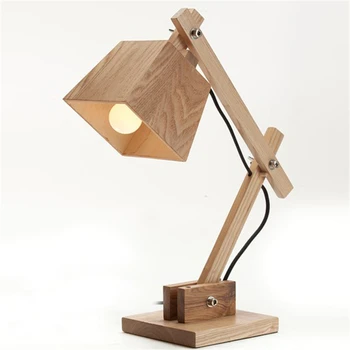 

LFH Nordic solid wood table lamp creative desk lamp study bedroom bedside lamp solid wood table Art Deco Desk Lamp Bedroom