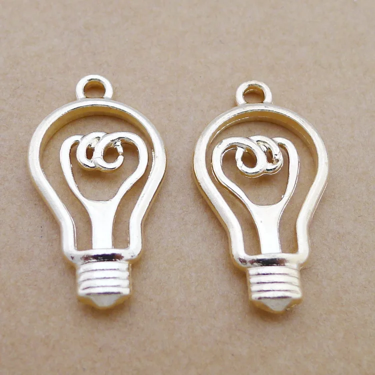 50pcs Charm KC gold light bulb pendants 17*31mm Handmade Jewelry