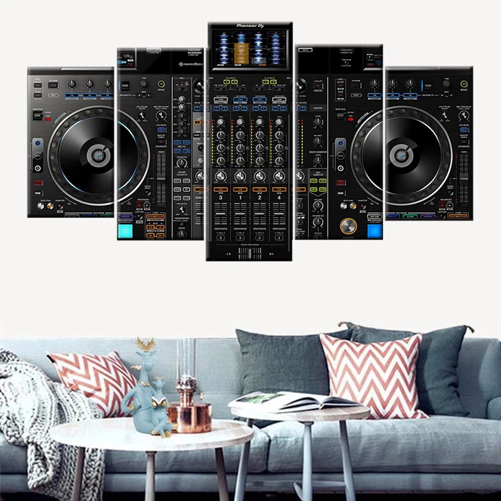

Canvas painting 5 pieces DJ music player painting music console poster modular living room home decoration wall art