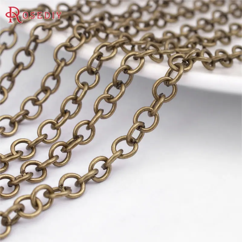 (25895)5 Meters Chain Width 4mm Antique Bronze Iron Round Link Chains