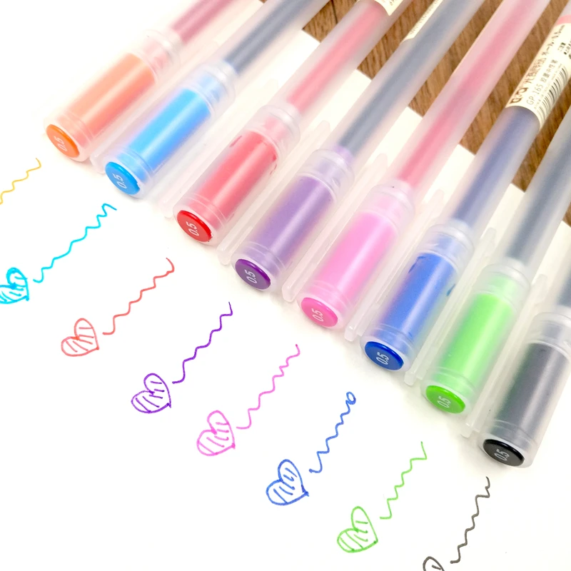 12 Colors MUJI Style 0.5mm Transparent Scrub Color Pen Colour Ink Pen Neutral Pen for School Student Office Supply for kid