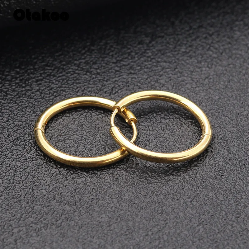 Маленькие серьги кольца Otakoo 1 пара серебряных сережек из нержавеющей стали