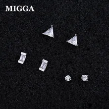 MIGGA 3 пары милые геометрические треугольные серьги-гвоздики серьги 925 стерлинговые серебряные иглы маленькие CZ циркониевые серьги