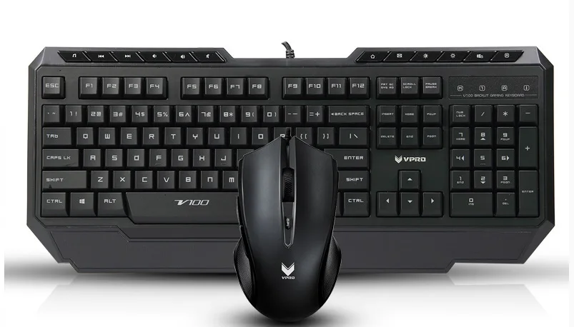 Rapoo V100 Programmable keys Gaming Keyboard 116 Button + Smart breathing Light Mice Backlight Mouse Combo | Компьютеры и офис