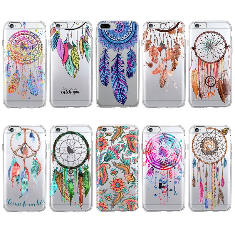 

Dream Catcher Drawings Butterfly feather owl art Phone Case For iPhone 7 6S SE 5S 4 6S 7 8 Plus iphone X Soft TPU Silicone Cover