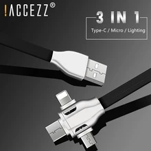 ACCEZZ 3 в 1 USB кабель освещение для iPhone 7 8 XS Max X XR Универсальный Тип C Micro USB Для huawei samsung Xiaomi зарядный кабель
