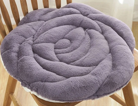 Comfortable Cushion Rose Cushion Office Chair Cushion Autumn And Winter Tatami Warm Plush Padded Cushion - Цвет: Dark gray