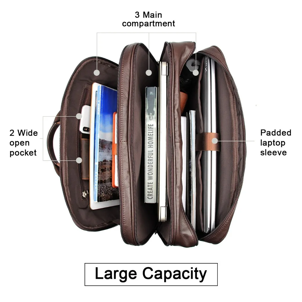 100% натуральная Винтаж кожа ноутбук большой мужской портфель портфельная сумка 7289C