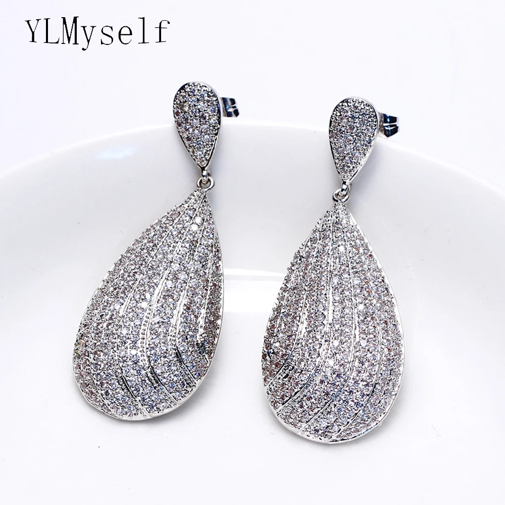 Big water drop Earrings for party oorbellen aretes jewelry accesorios tiny Cubic Zirconia  white large earring