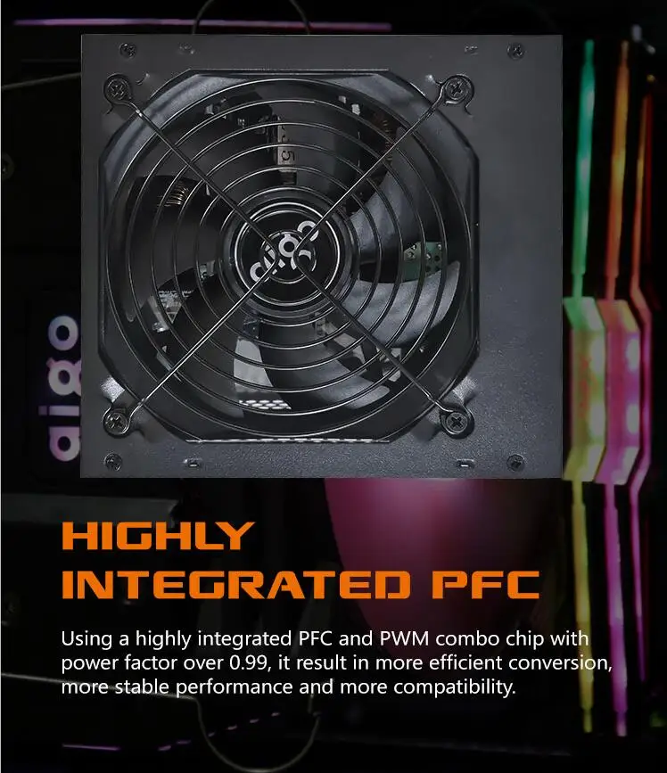 Aigo GP550 Active Power 80PLUS BRONZE Desktop Power Supply E-sports Rated 550W maximum power 800W.computer power supply