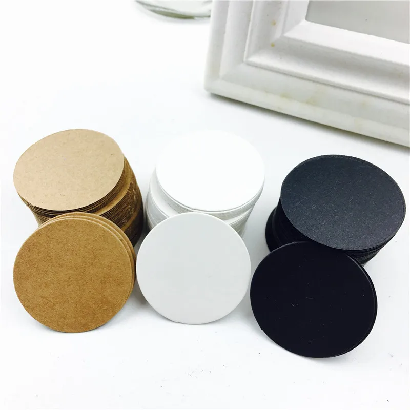 

100pcs Round Brown Marked Blank Card White Black Wedding Decoration Gift Tags Cake Food Label Bottle Tag without hole 4*4cm