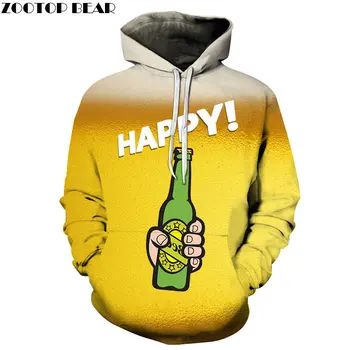 

HAPPY One Piece Hoodies Men Sportsuit beer stout Sweatshirt Brand 3d Pullover Casual Tracksuits Drop Ship Long Sleeve ZOOTOPBEAR