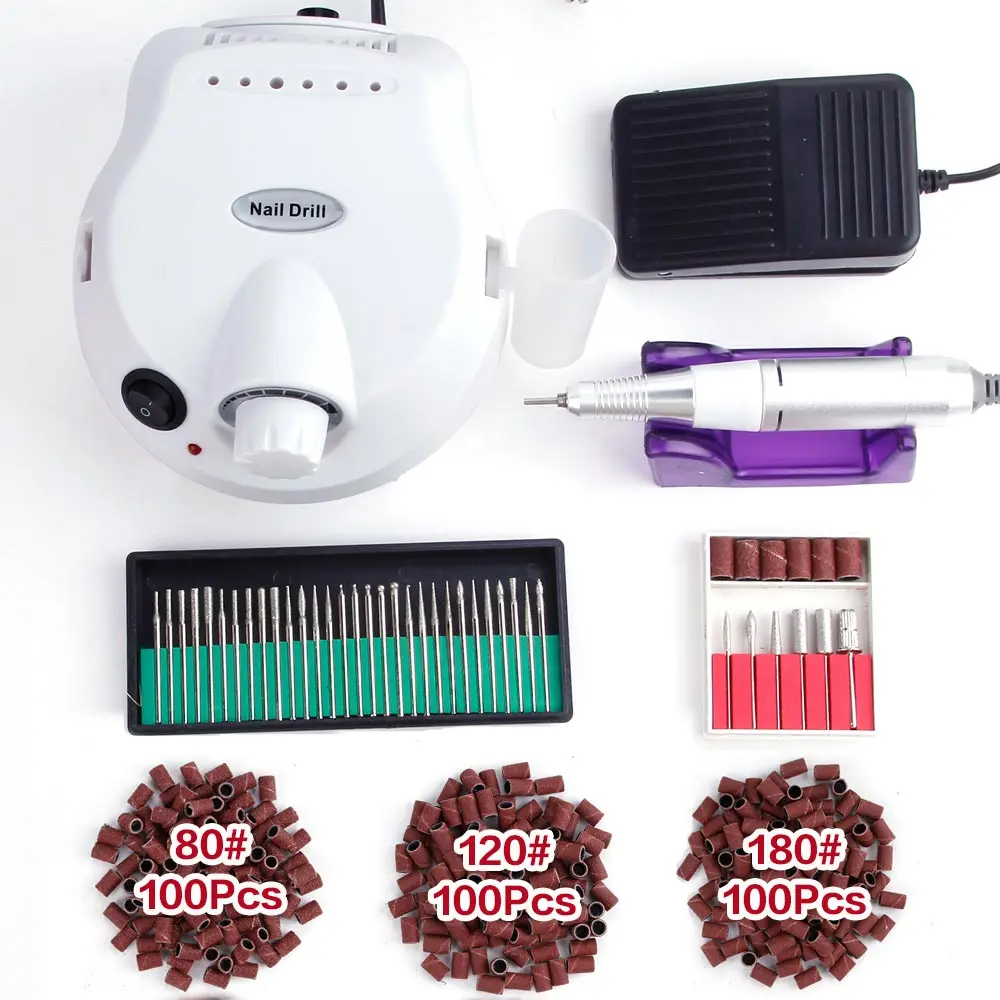 

35000 RPM Professional Nail Drill Machine Manicure Tools Kit Nail Art Sanding Bands File For UV Gel Polish Remover Mill Cutter