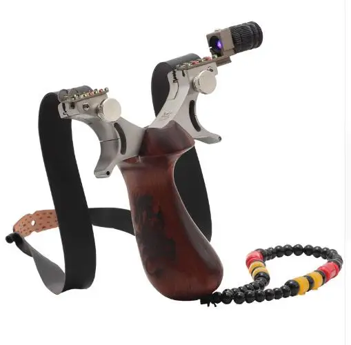 

2018 New titanium alloy + wood TC21 Slingshot Flat Rubber Bands Multiple Systems Sight outside Hunting Shooting bow