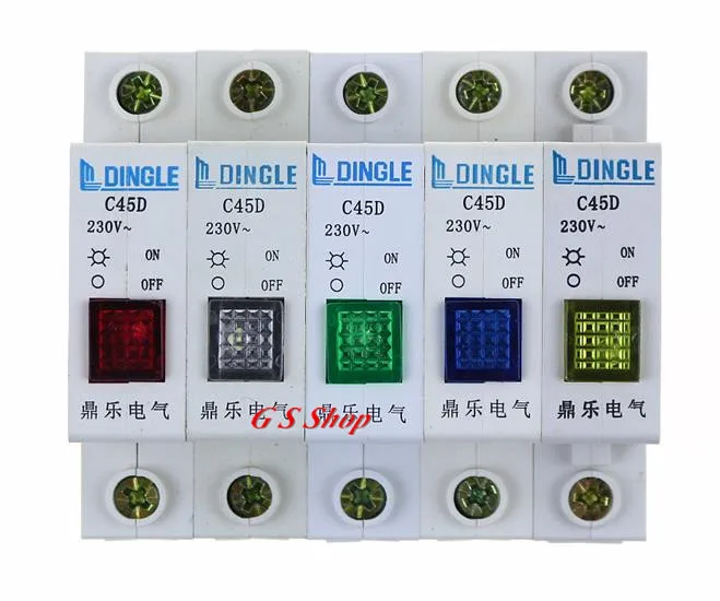 

2019 NEW DZ47 type C45 Din Rail Mount circuit breaker indic ator light 230V red yellow green white blue h Circuit breaker