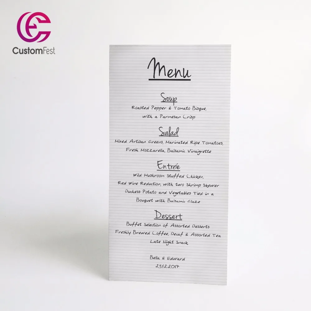 

Personalized menu silver strings menu whole set available MU038