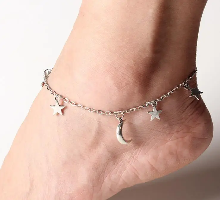 

Star and Moon Simple Anklet Bracelet Summer Beach Simple Anklet Foot Chain Jewelry For Women