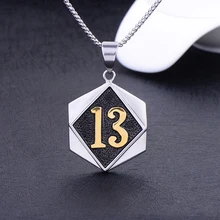 New Arrival 316L Stainless Steel Lucky Number 13 Pendant Necklace Fashion Rock Hip Hop Men's Jewelry Christmas Brothers Gift