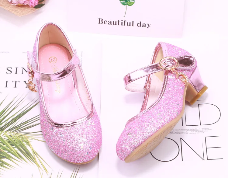 qloblo Kids Girls Wedding Shoes Children Princess Sandals High Heels Dress Shoes Shoes For Girls