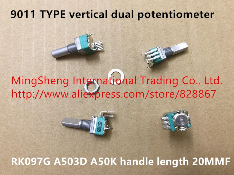 

Original new 100% Japan 9011 vertical dual potentiometer RK097G A503D A50K handle length 20MMF (SWITCH)