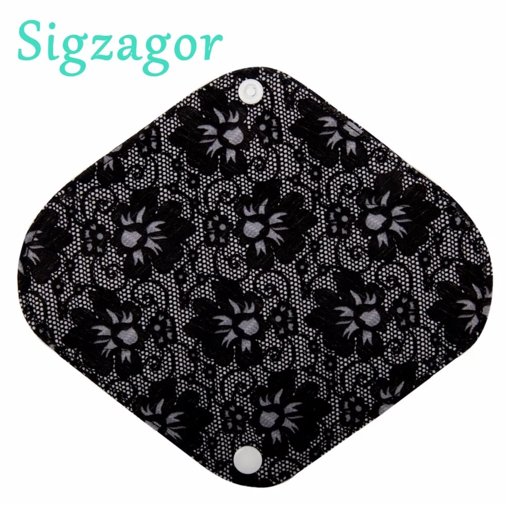 

[Sigzagor] 3 Small S Panty Liners Reusable Washable Leakproof Bamboo CHARCOAL Menstrual Sanitary Mama Cloth Pads,8"/20cm 26Print