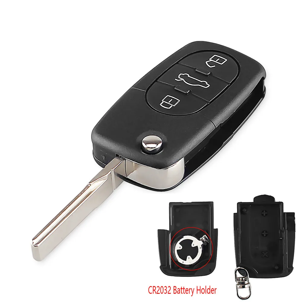 KEYYOU дистанционного Fob Флип складной замена ключа автомобиля чехол для VW Volkswagen Golf Polo T5 Passat Skoda Beetle CR2032 лезвие - Количество кнопок: 3 Кнопки