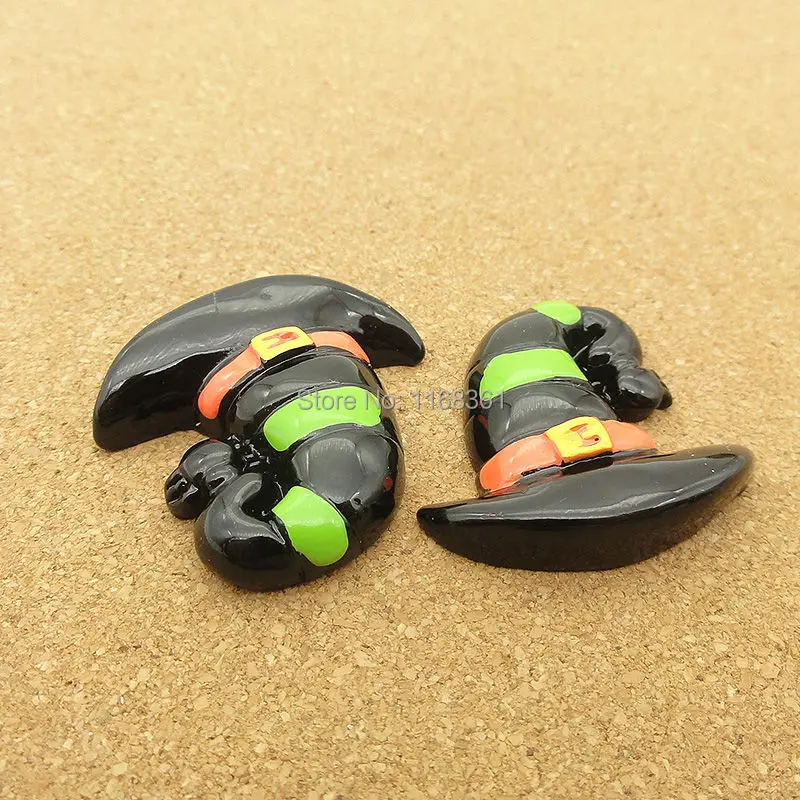 1pcs/lot resin flat back Halloween black Wizard hat 28mm Cabochons Scrapbooking Hair Bow Center DIY Christmas decration C118-4