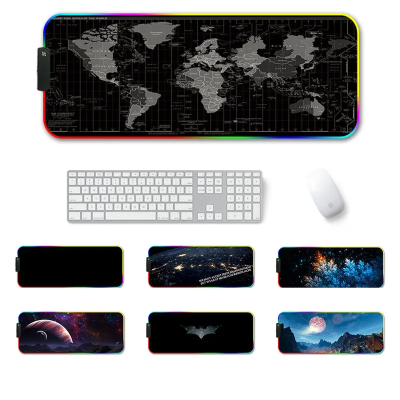 

Large LED RGB Gaming Mouse Pad Overwatch xxl Desk Keyboard Mat USB Lighting Computer Mouse Pad World Map Gamer for LOL Dota
