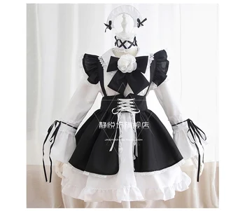 

Black and white long-sleeved lolita gothic style maid costume cosplay costume COS fashion temperament retro Lolita dress