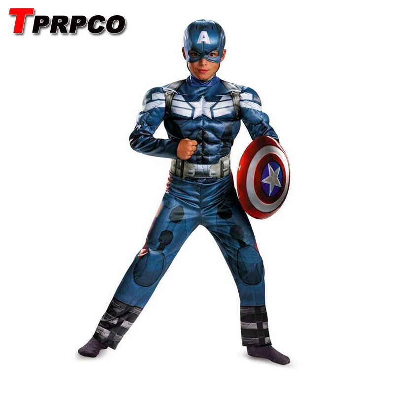 

TPRPCO The Winter Soldier Costume Children Boys Captain America Movie 2 Classic Muscle Halloween Cosplay Costume NL1621
