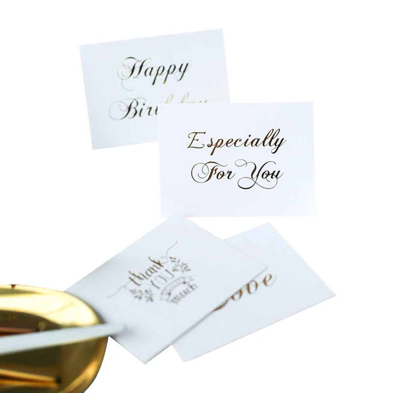 5pcs/pack Mini thank you Card White bronzing gift decoration card