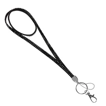 

New Bling Crystal Rhinestone Lanyard Id Badge Keychain Card Holder-Black