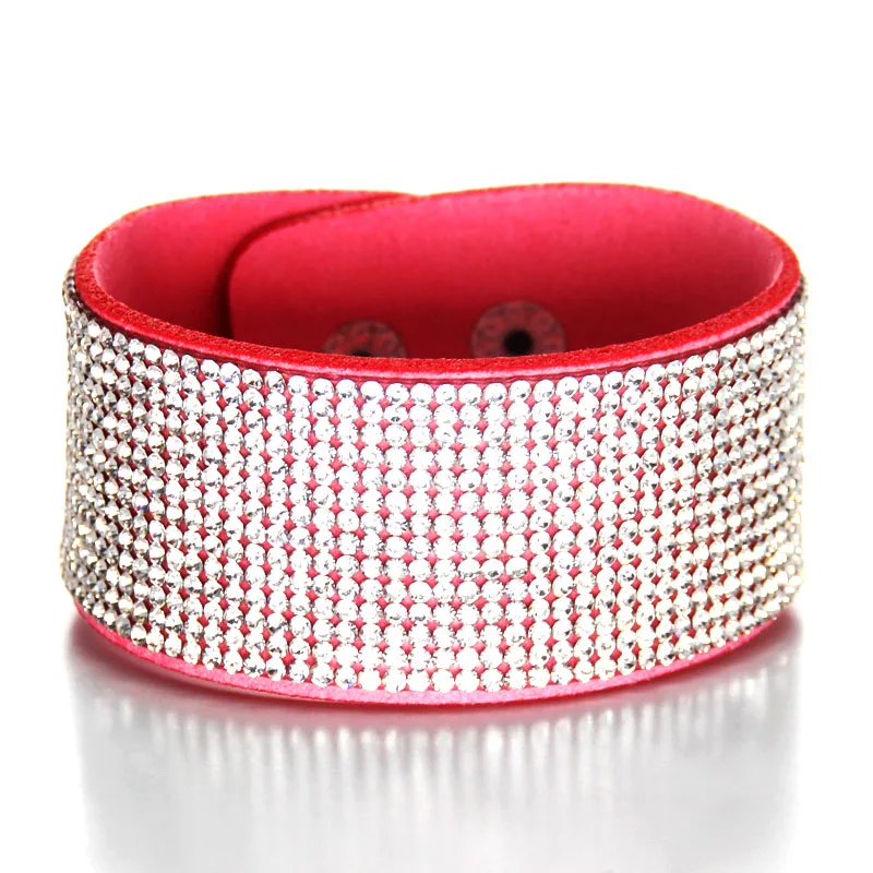 Bracelet Jewelry Leather Crystal Alloy Rhinestone Wide Warp Euramerican Casual Classic Bracelets For Women