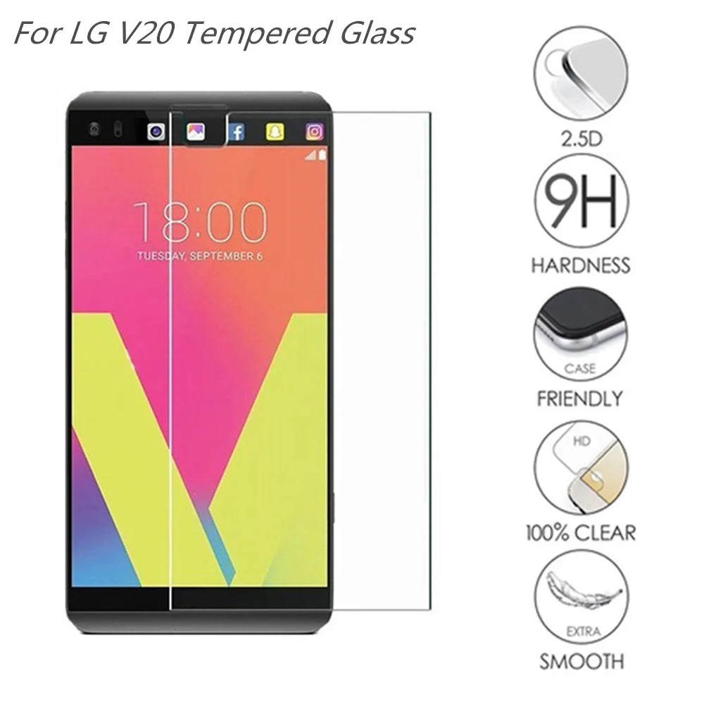 10pcs/lot 2.5D 0.26mm 9H Premium Tempered Glass For LG V20 Screen