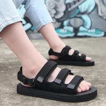 Новые стильные модные мужские черные резиновые шлепанцы летние сандалии Нескользящие повседневные тапки с мягкой подошвой