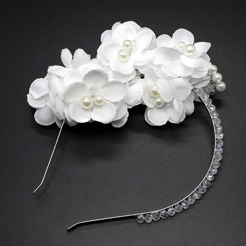 Handmade Wedding Hair Accessories White Flower Pearl Bridal Hairband