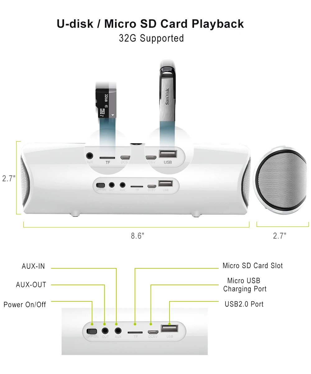 Zealot S2 Hifi портативный Bluetooth 4 0 беспроводной динамик поддержка tf карты/usb накопитель