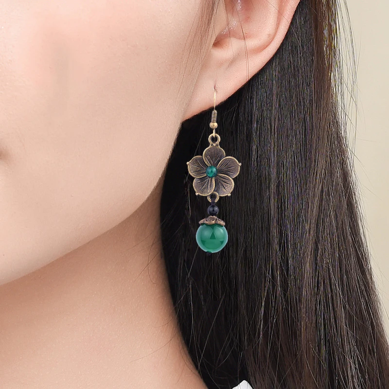 NEW MYWINY OWN DESIGN metal flowers vintage ethnic green earrings for women 18 design