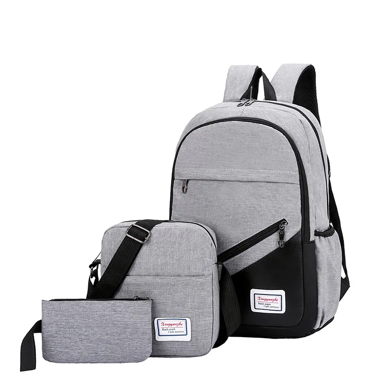 WENYUJH, новинка, 3 шт./набор, рюкзак с защитой от кражи, мужской, женский, повседневный рюкзак, рюкзак для путешествий, ноутбука, школьные сумки, Sac A Dos Homme Zaino - Цвет: Серый